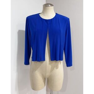Danny and Nicole Women's Royal Blue Pleated Open-front Bolero Jacket Size L